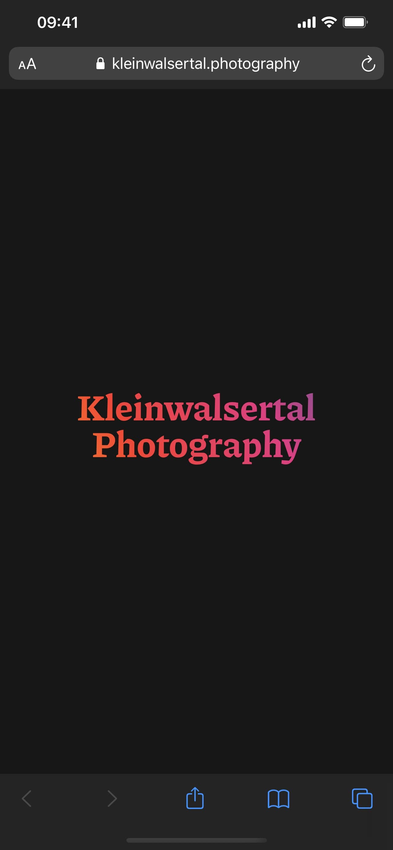 Ein Screenshot der Webseite von Kleinwalsertal Photography auf dem iPhone